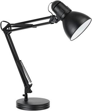 Globe Electric 5698601 28" Heavy Base Top Moving Spring Balanced Swing Arm Desk Lamp, Black, On/Off Rotary Switch on Shade, Office Decor, Reading Light, Home Essentials, Room Lighting