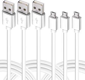 Micro USB Cable, 10ft 3 Pack Extra Long Android Phone Charger Cord, High Speed Durable Charging USB Charger for Samsung Galaxy S6 S7 Edge, Android Smartphones, PS4, MP3, White