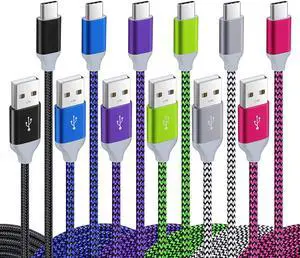 USB C Cable [6-Pack 10ft], Nylon Braided USB A to USB C Charger Cable Fast Charging Type C Charger Cord Compatible with Samsung Galaxy S24 S23 S22 S21 S20 S10 Note 20 10 9 8 A20 A51 A71,LG G8 G7 V30