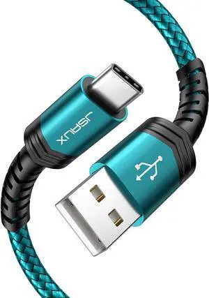 USB Type C Cable 3A Fast Charging [2-Pack 3.3ft] JSAUX USB-A to USB-C Charge Braided Cord Compatible with Samsung Galaxy S10 S9 S8 S20 Plus A51 A11 Note 10 9 8 PS5 Controller USB C Charger -Green