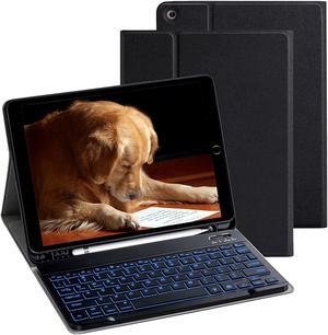 VOWUBO Keyboard Case for iPad 8th Generation (2020) 10.2/7th Gen (2019) 10.2 Detachable RGB Back-lit Keyboard with Case Built-in Pencil Holder(Black)