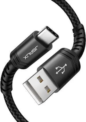 USB Type C Cable 3A Fast Charging [2-Pack 6.6ft] JSAUX USB-A to USB-C Charge Braided Cord Compatible with Samsung Galaxy S10 S9 S8 S20 Plus A51 A11 Note 10 9 8 PS5 Controller USB C Charger-Black