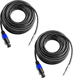 2Pcs 25 Feet Professional Speakon to 1/4 Speaker Cable, Pair 25 ft 12 Gauge Speakon to 1/4 Male Inch Audio Amplifier Connection Heavy Duty Cord Wire with Twist Lock 2Pcs 25 Feet Professional Speakon to 1/4 Speaker Cable, Pair 25 ft 12 Gauge Speakon to 1/4 Male Inch Audio Amplifier Connection Heavy Duty Cord Wire with Twist Lock