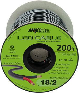 200 ft. 18AWG Low Voltage LED Cable 2 Conductor Black Sleeve in-Wall Speaker Wire UL/cUL Class 2