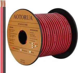 100FT 20AWG Electrical Wire, 20/2 Gauge Oxygen Free Copper 12V/24V DC Red Black Zip Cord Wire Car Audio Extension Wire, LED Strip Lights Hookup Wire for Led Strips Single Color 3528 5050