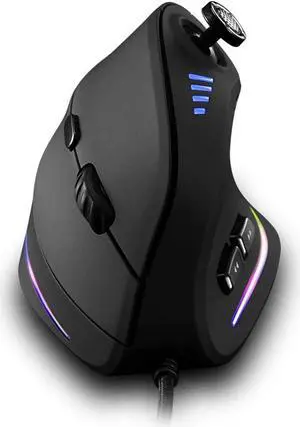 Vertical Mouse Ergonomic USB Wired Vertical Mouse with [5 D Rocker] [10000 DPI] [11 Programmable Buttons] RGB Gaming Mouse for Gamer/PC/Laptop/Computer