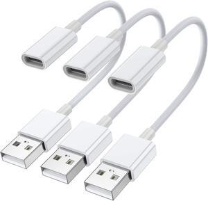 USB C Female to USB Male Adapter (3-Pack) Type C to USB A Charger Cable Adapter Compatible with iPhone 16 15 Pro 13 12 Plus Max iPad  Galaxy Note 10 S23 S22 S21 Plus Google Pixel(White)