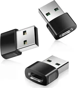 USB-C Female to USB Male Adapter 3-Pack Zinc Alloy Type-C to USB Charger Connector for iPhone 11 12 13 Pro SE Airpods iPad Air 4 4th 6 6th 8 9 Generation 2021 Samsung Galaxy 21 S20 S21 Note 10 A71 A72