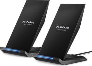 Fast Wireless Charger [2 Pack] Qi Certified Wireless Charging Stand Compatible iPhone 15/14/13/12/11 Pro/XS Max/XR/8  Galaxy S24/S23/S22/S21/S20/S10/S9/Note 20/10 and Qi-Enabled Phone