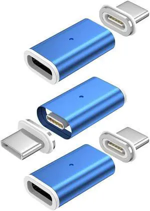 NetDot Gen10 Magnetic Fast Charging USB-C to USB-C Adapter Converter Compatible with Type-c Smartphones(3 Pack Blue)