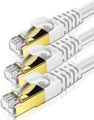 CAT8 Ethernet Cable 3 FT 3PACK KASIMO, Cat 8 Ethernet Cable 40Gbps with Gold Plated Plug SFTP CAT8 RJ45 Connector Gaming LAN Cable for Router, Modem, Gaming, Xbox, PS3, PS4(White, 3FT 3 Pack)
