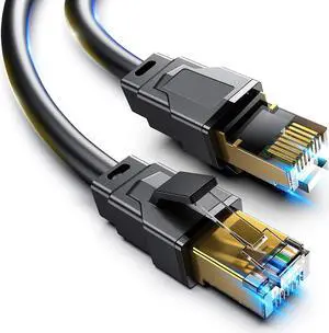 Cat8 Ethernet Cable 6ft High Speed 26AWG Cat8 LAN Network Cable 2000Mhz 40Gbps Gold Plated RJ45 Connector in Wall Outdoor UV Resistant Weatherproof Rated for Router Modem Gaming