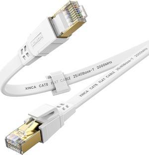 Cat 8 Ethernet Cable 50FT, High Speed Flat Network Cable Shielded with Gold Plated RJ45 Connector, 26AWG Lastest 40Gbps 2000Mhz SFTP Patch Cord for Router, Modem, Gaming, Ethernet Switch