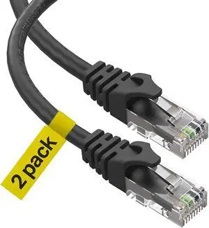 Cat 6 Ethernet Cable 10 Ft 2 Pack, Cat 6 Cable Outdoor&Indoor, High Speed 10Gbps Internet Network Cable, Cat6 Ethernet Patch Cable Long, Computer LAN Cable for Router, Modem, PS4/5 - Black