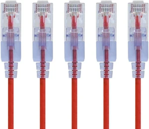 Monoprice 5-Pack SlimRun Cat6A Ethernet Network Patch Cable 10G 2ft- Red Monoprice 5-Pack SlimRun Cat6A Ethernet Network Patch Cable 10G 2ft- Red