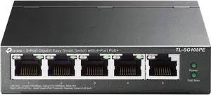 5 Port Gigabit PoE Switch | 4 PoE+ Port @65W | Easy Smart | Plug & Play | Limited Lifetime Protection | Shielded Ports | Support QoS Vlan IGMP and Link Aggregation (TL-SG105PE)