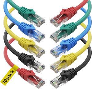 Cat6 Ethernet Cable - 6 ft 10-Pack (1.8m) Cat 6 RJ45, LAN, Utp, Network, Patch, Internet Cable - 6 feet
