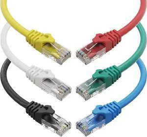 Cat6 Ethernet Cable, 8 Feet (6 Pack) LAN, utp Cat 6, RJ45, Network Cord, Patch, Internet Cable - 8 ft