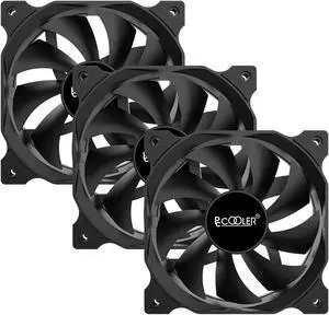PCCOOLER 120mm Case Fan 3 Pack Dark Night Series DN-120 High Performance Cooling PC Fans - Efficient Hydraulic Bearing - Low Vibration and Quiet Computer Fans for PC Case