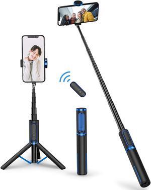 ATUMTEK Selfie Stick Tripod, Extendable 3 in 1 Aluminum Bluetooth Selfie Stick with Wireless Remote and Tripod Stand for iPhone 13/13 Pro/12/11/11 Pro/XS Max/XS/XR/X/8/7, Samsung Smartphones, Blue