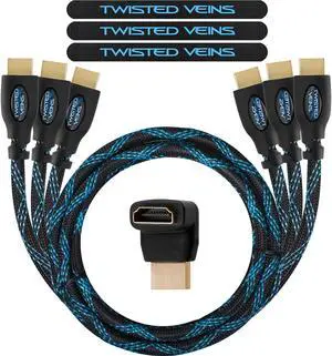 Twisted Veins HDMI Cable 3 ft 3-Pack Premium HDMI Cord Type High Speed with Ethernet Supports HDMI 2.0b 4K 60hz HDR on Most Devices and May Only Support 4K 30hz on Some Device