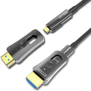 Fiber HDMI Cable 328ft, Fiber Optic HDMI Cable Supports 4K@60Hz, 4:4:4, 18Gbps, HDR, Dolby Vision, HDCP2.2, ARC, 3D, 4K Optical HDMI Cable with Dual Micro HDMI and Standard HDMI Connectors