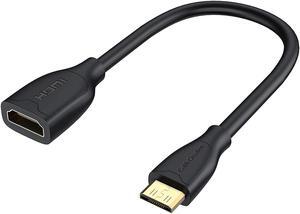 Mini HDMI to HDMI Cable, CableCreation 0.5ft Mini-HDMI Male to HDMI Female Adapter, Support 4K 60Hz, 3D, for Camera, Camcorder, Graphics Card, Laptop,Tablet, HDTV,Projector, 0.5ft, Black