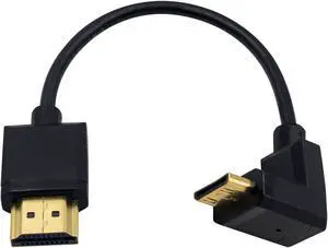 Duttek Mini HDMI to Standard HDMI Cable HDMI to Mini HDMI Cable Ultra-Thin UP Angled 90 Degree Mini HDMI Male to HDMI Male Cable Support 4K Ultra HD 1080p 3D(HDMI 2.0) (15cm/6 inch)