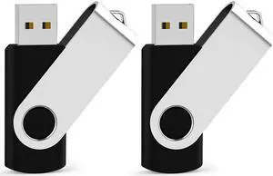 JUANWE USB Flash Drive 128GB 2 Pack USB 2.0 Thumb Drive Fold Storage Memory Stick Swivel Keychain Design Jump Drive Black