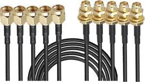 JOINSI 5-Pack 10ft WiFi Antenna Extension Coaxial Cable RP-SMA Male to RP-SMA Female for WiFi LAN WAN Router Bridge Antenna Security IP Camera Signal Booster Repeater Wireless Network Card Adapter