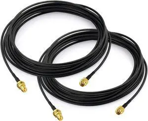 Bingfu WiFi Antenna Extension Cable 2-Pack RP-SMA Male to RP-SMA Female Bulkhead Mount RG174 Cable 5m 16.5 feet for WiFi Router Security IP Camera Signal Booster Repeater Wireless Network Card Adapter