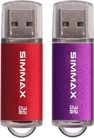 Flash Drive 2 Pack 32GB USB 2.0 Flash Drives Thumb Drive Memory Stick Pen Drive with Led Indicator (Red Purple)