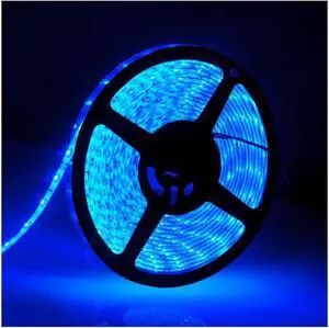 IP65 12V Waterproof Flexible LED Strip LightPower Cord not Included 16.4ft/5m Cuttable LED Light Strips 300 Units 3528 LEDs Lighting String LED Tape(Blue) Power Adapter not Included