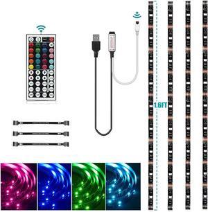 USB LED Strip Lights Kit 4 Pre-Cut 1.64ft/6.56ft RGB LED Light Strips Color Changing TV Backlights with Remote RGB 5050 Bias Lighting for TV PC Monitor Home Theater DIY Decoration