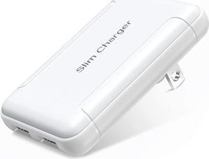 Charger Block Flat Dual USB Wall Charger with Foldable Plug 5v/3a Fast Charging Block Extra-Slim Portable 2 USB-A Ports Phone Plug Adapter for iPhone 13 12 11 XR XS iPad  GalaxyS23 A35