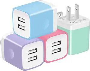 X-EDITION USB Wall Charger 4-Pack 2.1Amp Dual Port USB Plug Power Adapter Charging Block Compatible with Phone Xs Max Xs XR (2018) X 8 7 6S 6 Plus 5S Pad Samsung LG Motorola Android and More