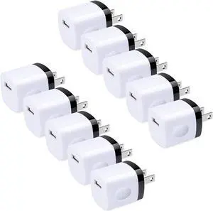 USB Wall Charger HOOTEK 10Pack 1A/5V Single Port USB Cube Power Adapter Charging Block Charger Box Compatible iPhone 12 11 Pro Max/XR/XS/X/8 Samsung Galaxy S20 Ultra 5G Moto Android Phone Charger