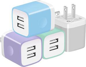 X-EDITION USB Wall Charger Charging Block 4-Pack 2.1A Dual Port USB Power Adapter Wall Charger Plug Cube Compatible with Phone Xs Max XR X 8 7 6 Plus 5 4 Pad Samsung LG Moto Android More