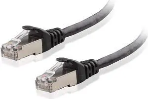 Snagless Long Shielded Cat6A Ethernet Cable 50 ft (SSTP SFTP Shielded Ethernet Cable Shielded Cat6 Cable Cat 6 Shielded Network Cable) in Black