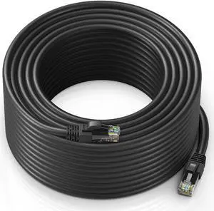 Maximm Ethernet Cable 200 ft CAT6 High Speed Internet Network LAN Cable Cord, Outdoor Waterproof (Black)