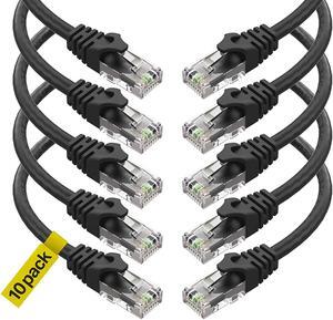 Cat6 Ethernet Cable, 1 Feet (10 Pack) LAN, utp Cat 6, RJ45, Network Cord, Patch, Internet Cable - 1 ft - Black