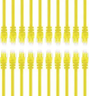 South City Mall Cat 6 Ethernet Cable 3 ft (20-Pack) - Cat6 Patch Cable, Cat 6 Patch Cable, Cat6 Cable, Cat 6 Cable, Cat6 Ethernet Cable, Network Cable, Internet Cable - Yellow 3 Feet