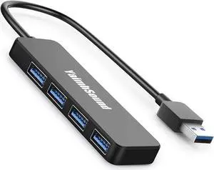 4-Port USB Hub 3.0, T-Sound USB Splitter for Laptop, Ps4 Keyboard and Mouse Adapter for Dell, Asus, HP, MacBook Air, Surface Pro, Acer, Xbox, Flash Drive, Mobile HD, Console, Printer, Camera