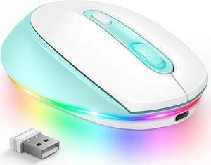 seenda Wireless Mouse, Ultra Quiet LED Light Up Mouse with USB Receiver, Rechargeable Cordless Mice and 3 Adjustable DPI for PC Laptop Computer Chromebook, Mint Green