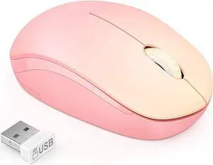 seenda Wireless Mouse 2.4G Noiseless Mouse with USB Receiver Portable Computer Mice for PC Tablet Laptop Notebook with Windows System - Gradient Pink
