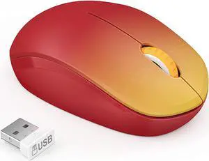 seenda Wireless Mouse 2.4G Noiseless Mouse with USB Receiver Portable Computer Mice for PC Tablet Laptop Notebook with Windows System - Gradient Red