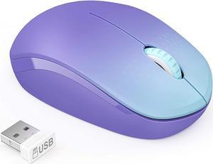 Wireless Mouse, 2.4G Noiseless Mouse with USB Receiver Portable Computer Mice for PC, Tablet, Laptop, Notebook Chromebook - Gradient Purple