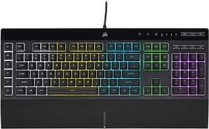 K55 RGB PRO-Dynamic RGB Backlighting - Six Macro Keys with Elgato Stream Deck Software Integration-IP42 Dust and Spill Resistant-Detachable Palm Rest-Dedicated Media and Volume Keys, Black