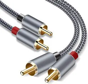 RCA Cable, G Male to Male RCA to RCA Audio Stereo Subwoofer Cables [2Pack, Hi-Fi Sound] Hi-Fi Sound Nylon-Braided Auxiliary Cord for Home Theater, HDTV, Amplifiers, Hi-Fi Systems,Speakers (1.