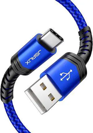 USB Type C Cable 3A Fast Charging [2-Pack 3.3ft] JSAUX USB-A to USB-C Charge Braided Cord Compatible with Samsung Galaxy S10 S9 S8 S20 Plus A51 A11Note 10 9 8 PS5 Controller USB C Charger-Blue